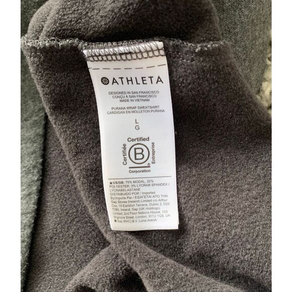 Athleta Purana Wrap Hooded gray Tunic Sweatshirt Top sz L - Picture 8 of 8